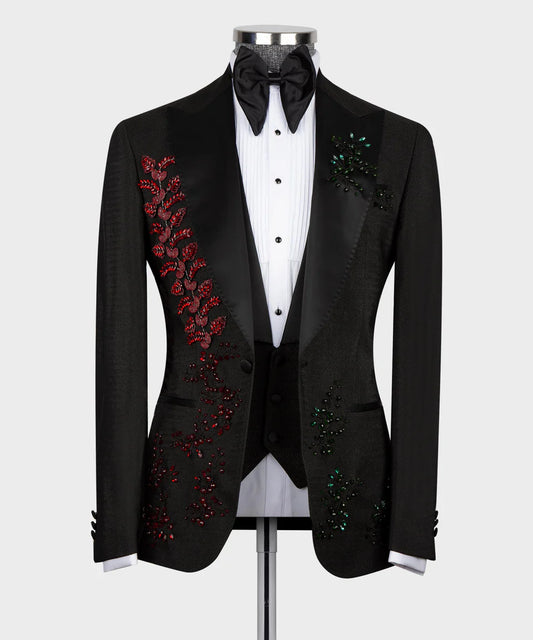 Crystal Jewelried Special Black Tuxedo