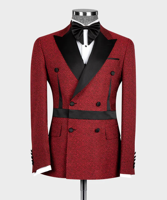 Ramon Burgundy Shawl Collar Double-Breasted Suit