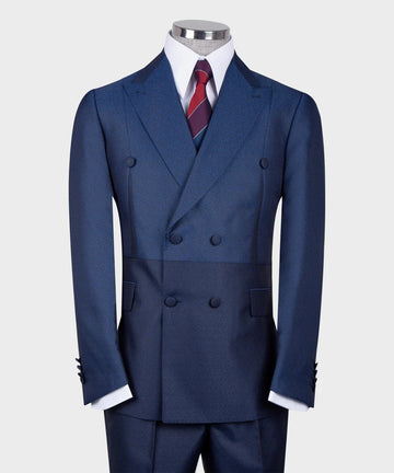 Black Tuxedo Style | Sapphire Blue Double Breasted Suit with Gold Buttons
