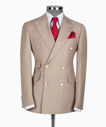 Black Tuxedo Style | Light Brown Double Breasted Suit