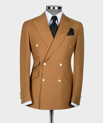 Black Tuxedo Style | Dark Camel Double Breasted Suit