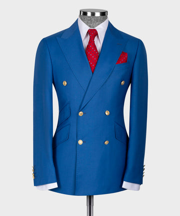 Gold Six Button Blue Double Breasted Suit