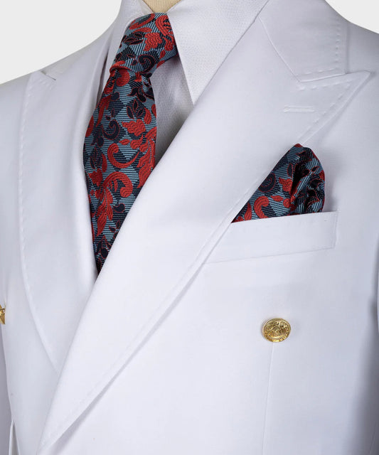 Black Tuxedo Style | White Double Breasted Suit with Gold Buttons