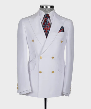 Black Tuxedo Style | White Double Breasted Suit with Gold Buttons