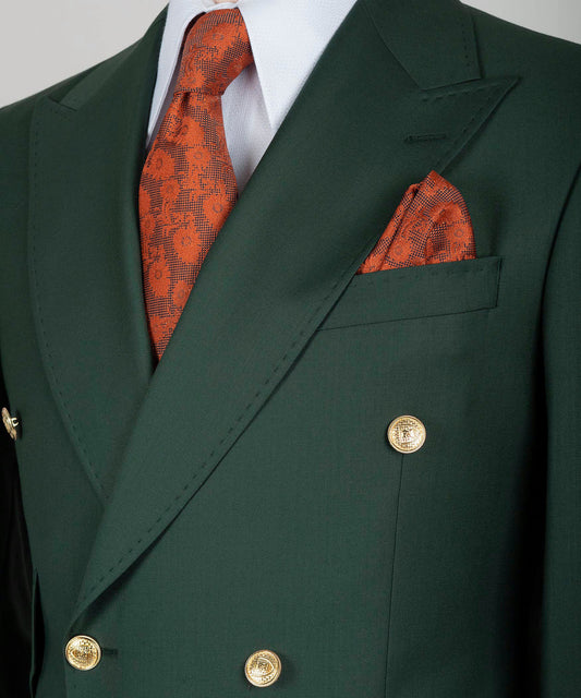 Black Tuxedo Style | Dark Green Double Breasted Suit