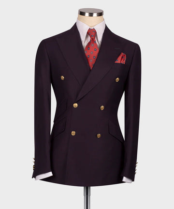 Black Tuxedo Style | Deep Purple Double Breasted Suit