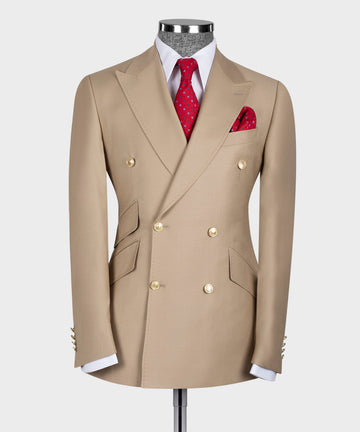 GOLD SIX BUTTON CAMEL DOUBLE BREASTED SUIT