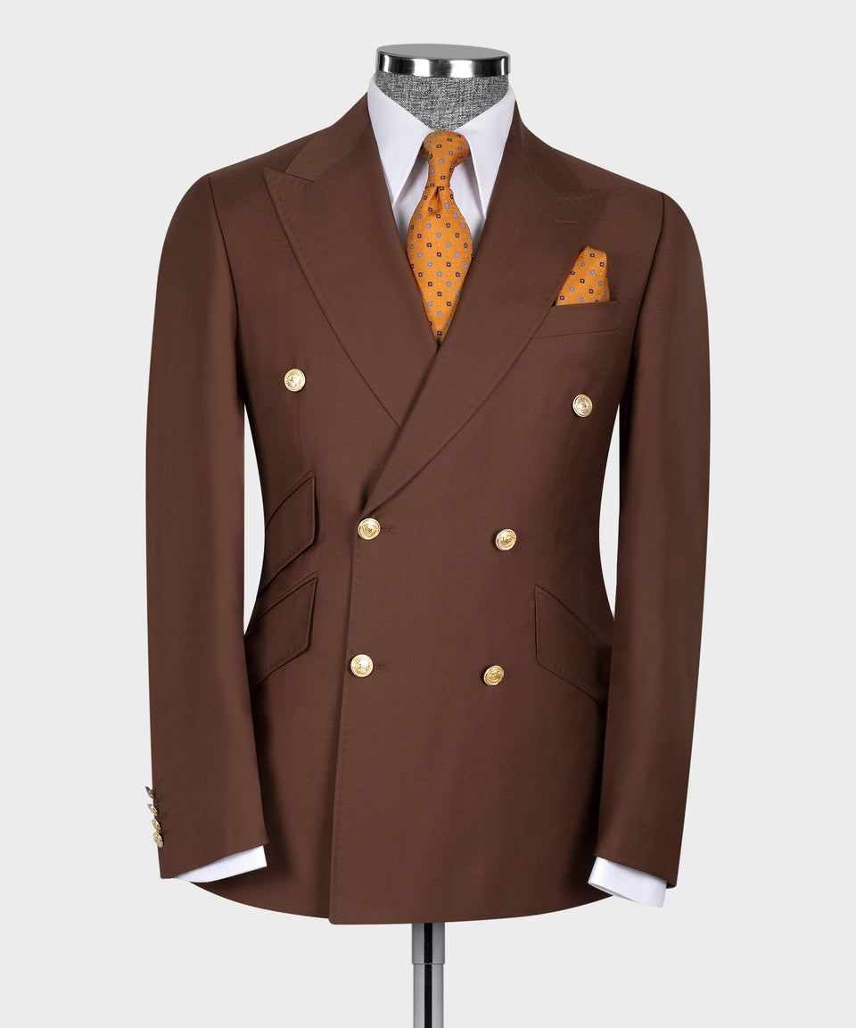 GOLD SIX BUTTON BROWN DOUBLE BREASTED SUIT
