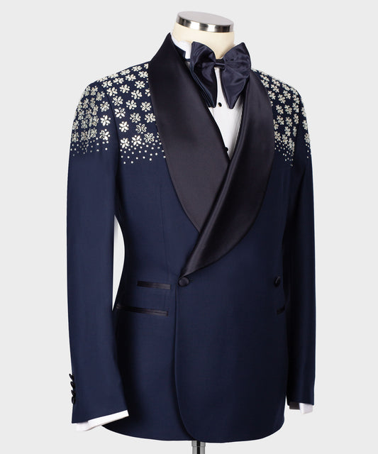 SPECIAL BLUE TUXEDO WITH STONE EMBROIDERY