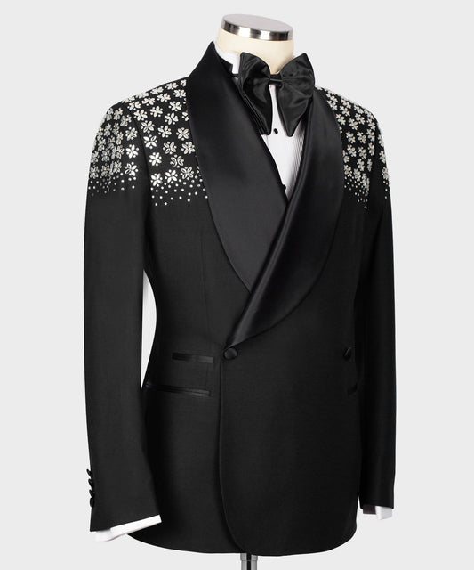 SPECIAL BLACK TUXEDO WITH STONE EMBROIDERY
