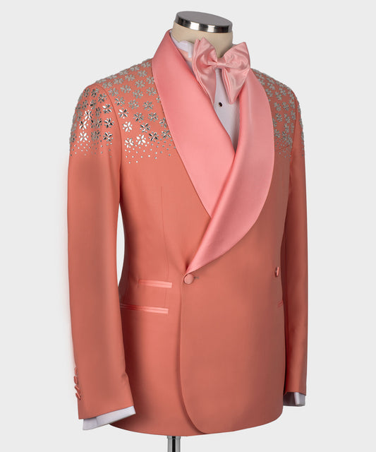SPECIAL DARK PINK TUXEDO WITH STONE EMBROIDERY