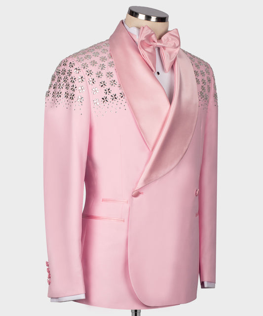 SPECIAL PINK TUXEDO WITH STONE EMBROIDERY