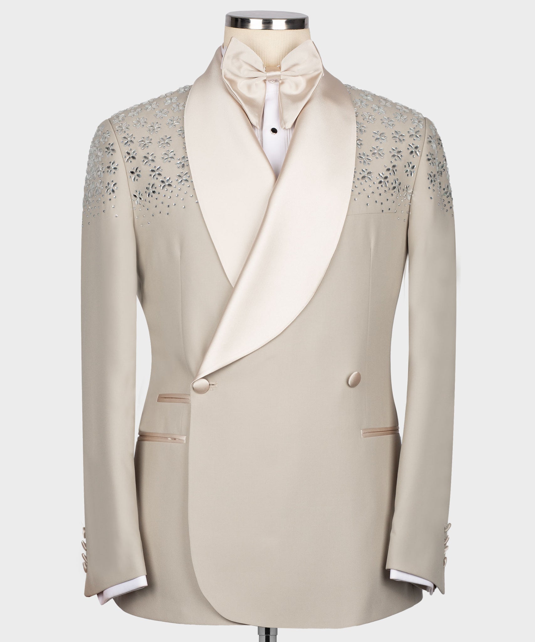 SPECIAL CREAM TUXEDO WITH STONE EMBROIDERY