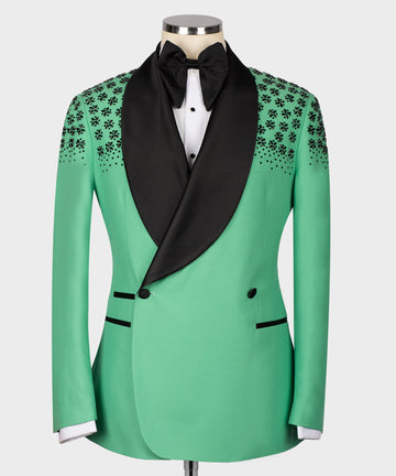 SPECIAL LIGHT GREEN TUXEDO WITH STONE EMBROIDERY