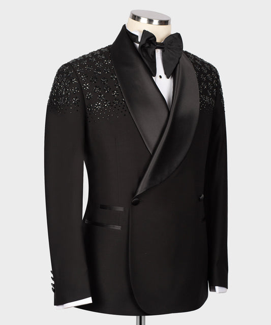 SPECIAL BLACK TUXEDO WITH STONE EMBROIDERY
