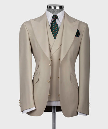 Black Tuxedo Style | Dark Cream Classic 3 piece Suit