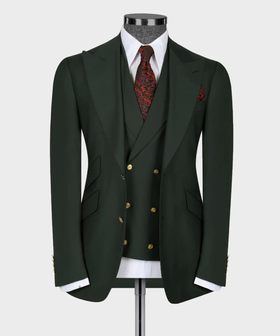 Black Tuxedo Style | Dark Green Classic 3 piece Suit