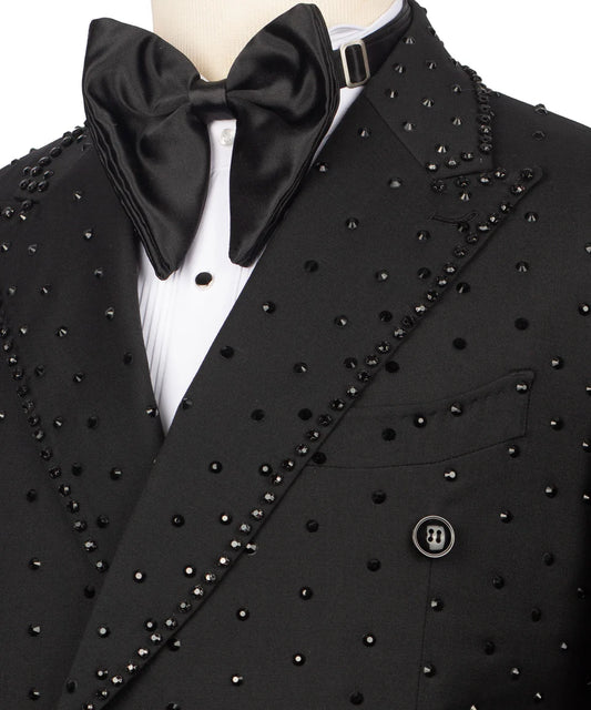 Full Embellished Black Embellished Tuxedo | Black Tuxedo Style