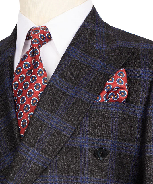 Black Tuxedo Style | Black and Blue Plaid Double Breasted Suit