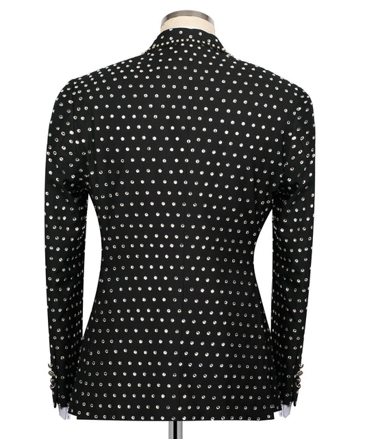 Full Embellished Black 3pcs Embellished Tuxedo | Black Tuxedo Style