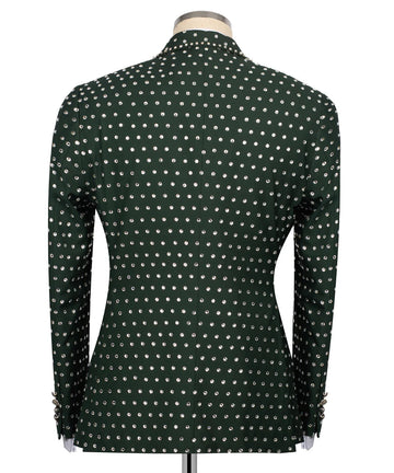 Full Embellished Green 3pcs Embellished Tuxedo | Black Tuxedo Style