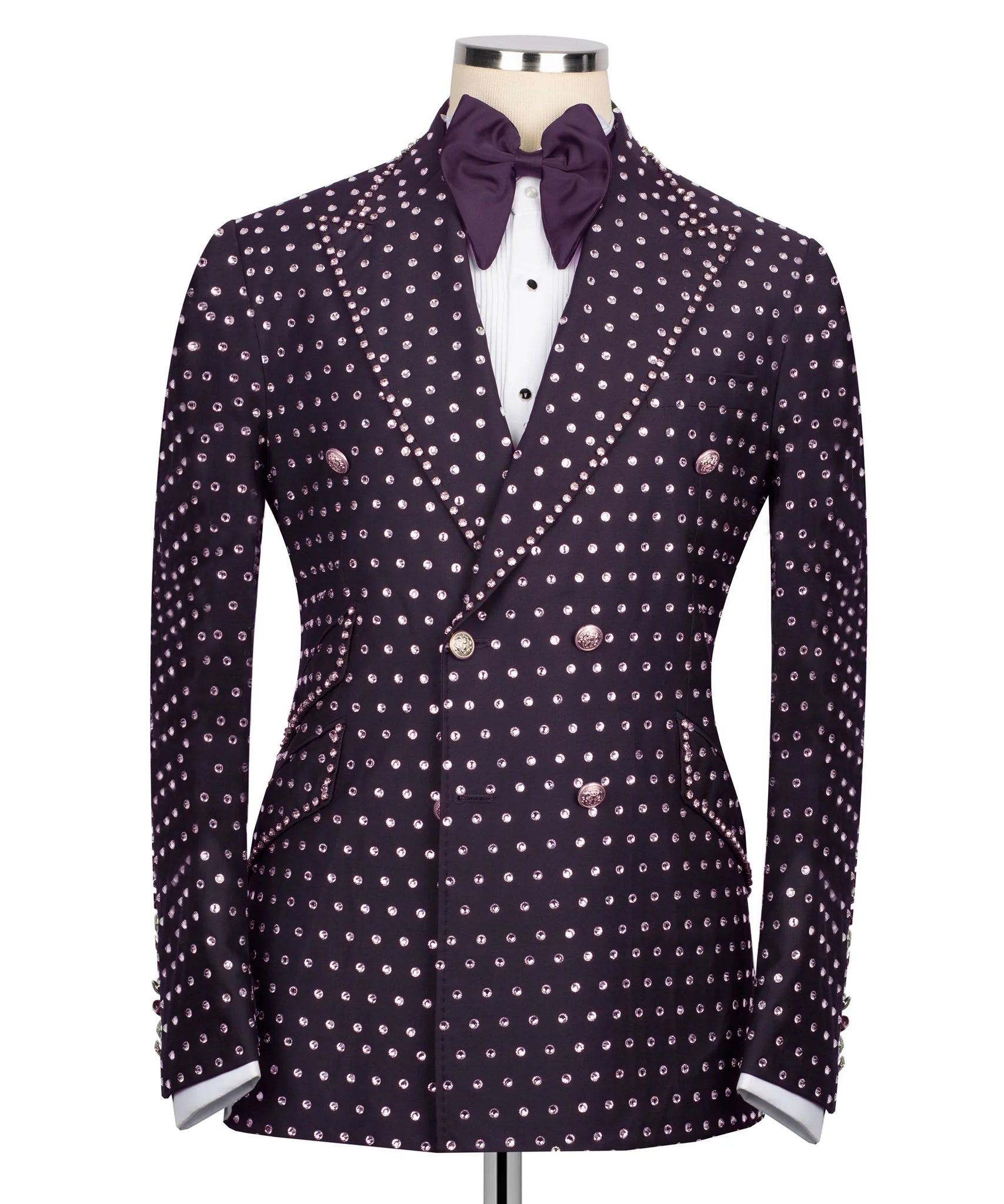 Full Embellished Purple 3pcs Embellished Tuxedo | Black Tuxedo Style