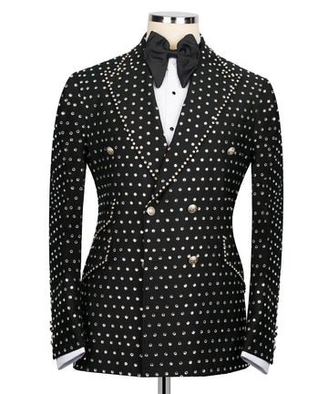 Full Embellished Black 3pcs Embellished Tuxedo | Black Tuxedo Style