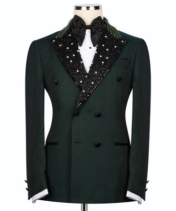 Two-Tone Green & Black Embellished Tuxedo | Black Tuxedo Style