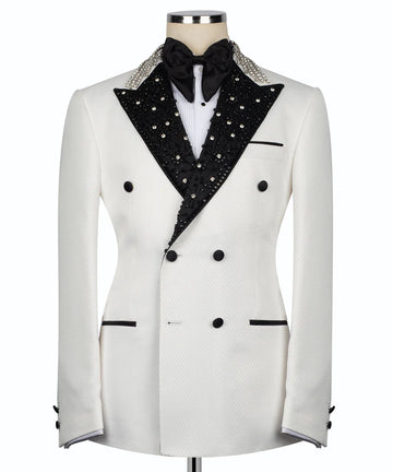 Two-Tone White & Black Embellished Tuxedo | Black Tuxedo Style