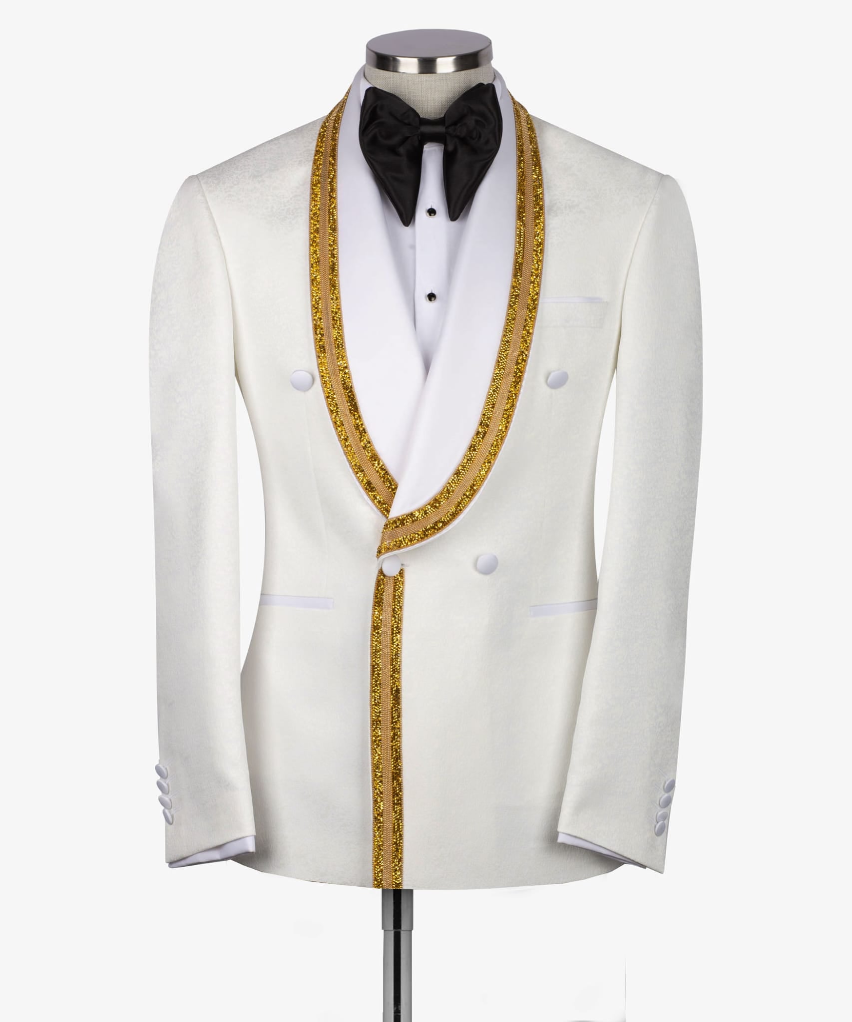 White Shawl Collar  Accessory Gold Costum Tuxedo