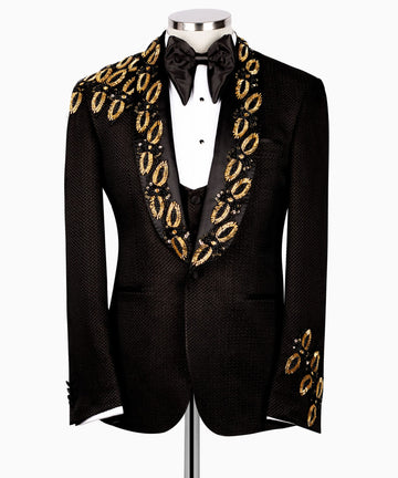 Black Shawl Collar Accessory Gold And Black Costum Tuxedo