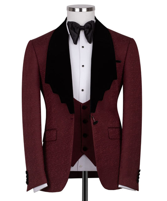 BurgundyVelvet Lapel  Tuxedo