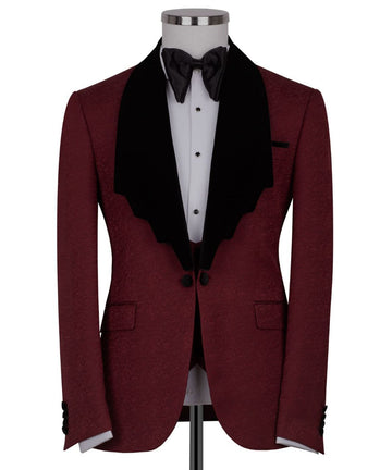 BurgundyVelvet Lapel  Tuxedo