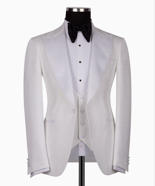 White Peak Lapel White Tuxedo