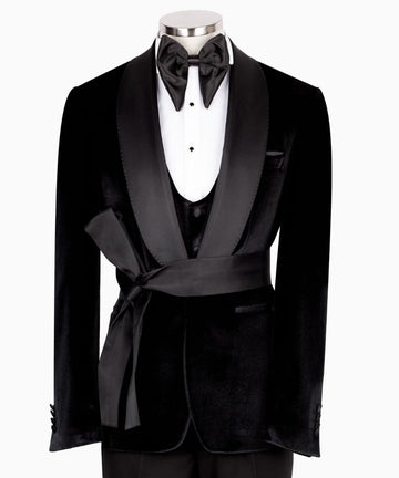 Black Shawl Lapel Velvet Black Tuxedo