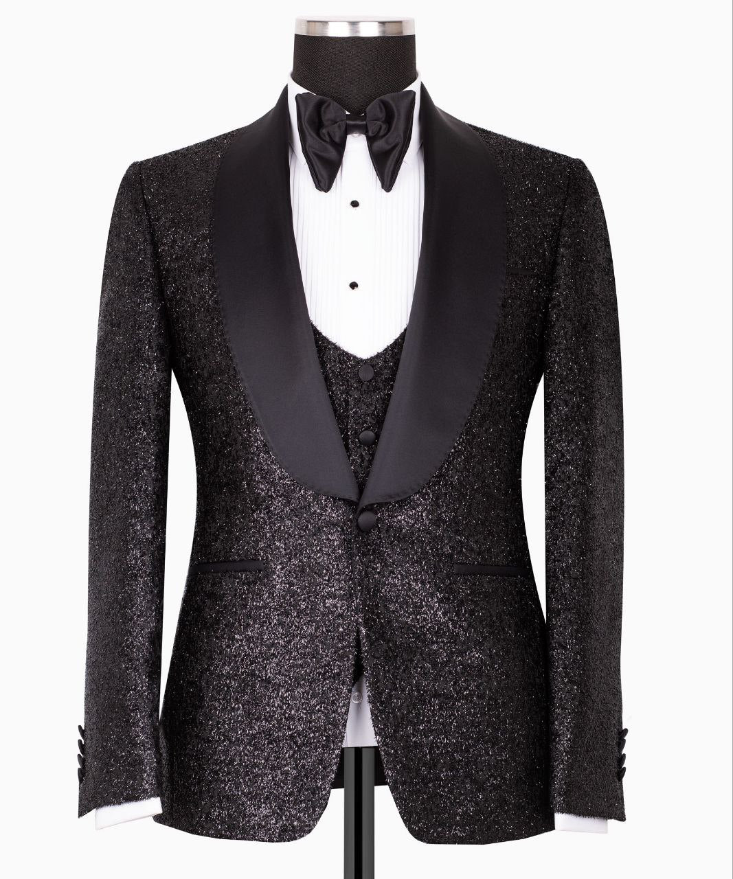 Black Shawl Lapel Black Shiny Tuxedo