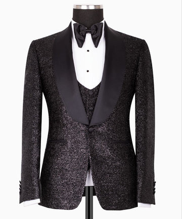 Black Shawl Lapel Black Shiny Tuxedo